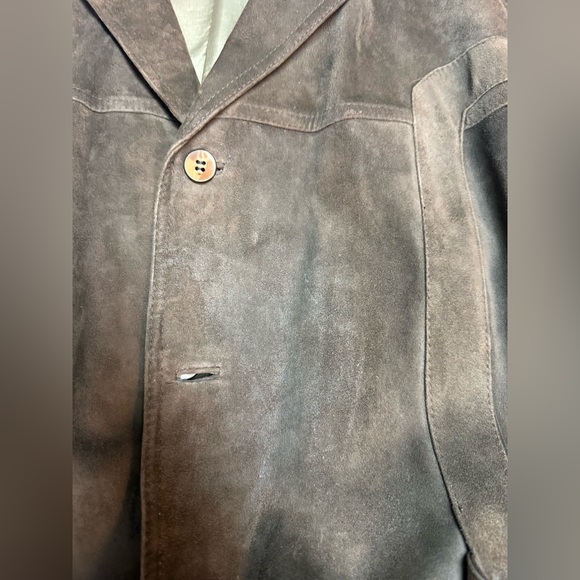 Men's Vintage Brown Suede Jacket, belt and pockets, L - Picture 14 of 16